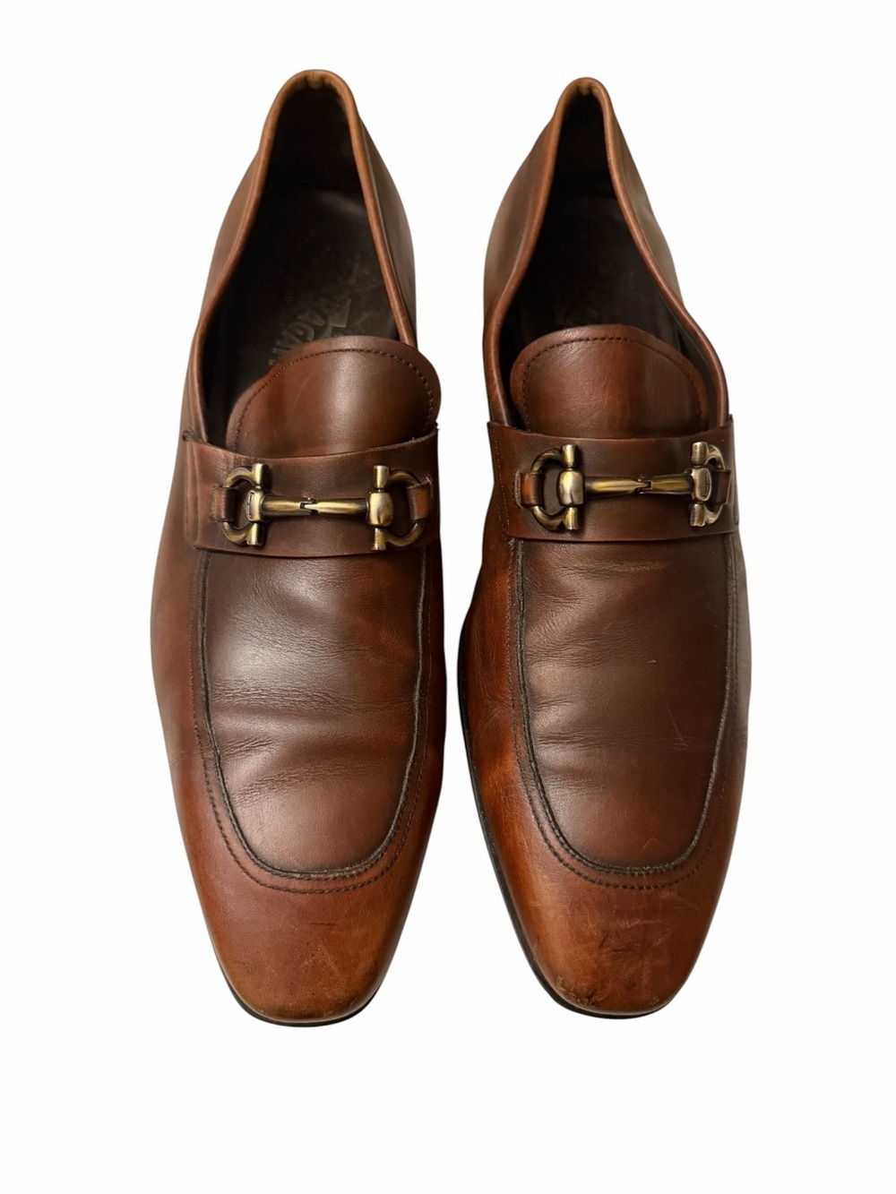 Salvatore Ferragamo Brown Leather Bit Slip-Ons, pre-owned, gently used